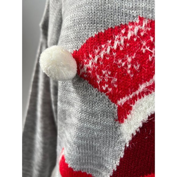 Blizzard Bay Christmas Sweater Blinking Skating Penguin XL Grey Holiday Acrylic - Picture 2 of 16